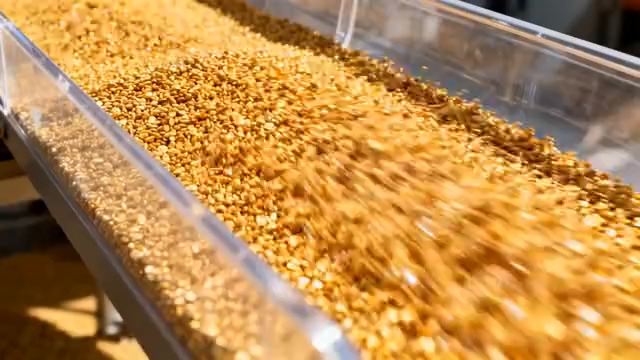  谷物在输送带上流动563#横屏 	 