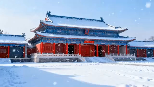  故宫雪景红墙古建筑573#横屏 	 