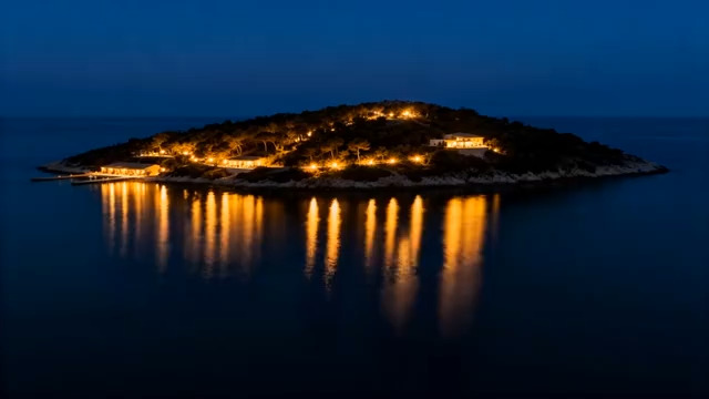  海岛夜景灯光倒影600#横屏 	 