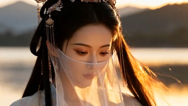  古风美人面纱遮面535#横屏 	 