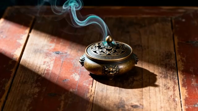  古铜香炉青烟袅袅556#横屏 	 