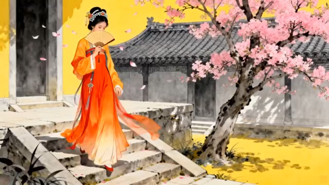  古风汉服女子赏花531#横屏 	 