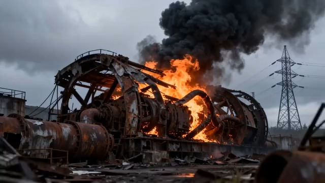  工厂设备爆炸火焰490#横屏 	 