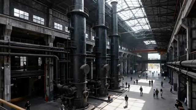  工业风废弃工厂内部500#横屏 	 