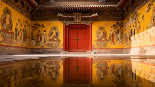  古寺壁画红门倒影551#横屏 	 