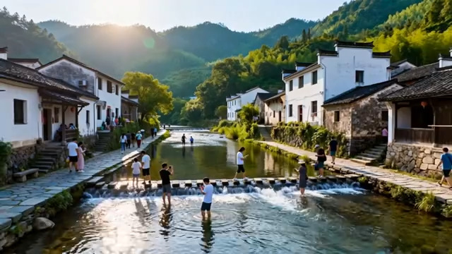  古村溪流人家生活526#横屏 	 