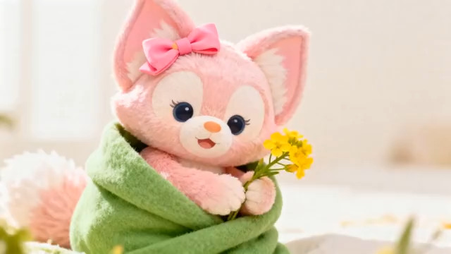  粉色狐狸玩偶捧花可爱瞬间402#横屏 	 