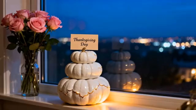  感恩节南瓜塔装饰439#横屏 	 