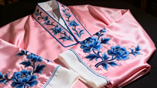  粉色绣花传统服饰特写409#横屏 	 