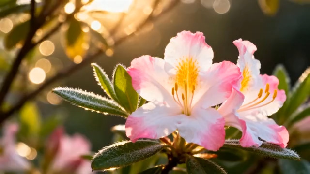  粉白杜鹃花特写399#横屏 	 