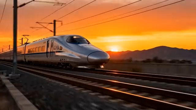  高铁飞驰日落时分470#横屏 	 