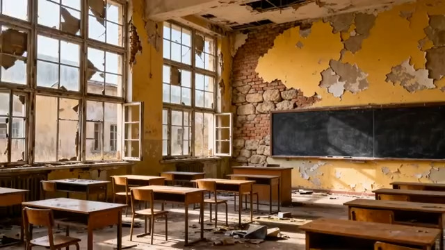  废弃教室斑驳墙壁394#横屏 	 