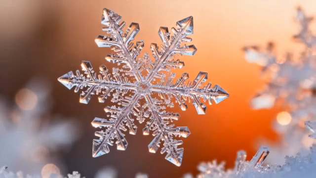  冬日雪花微距特写334#横屏 	 