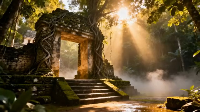  丛林秘境古老石门282#横屏 	 