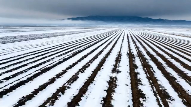 冬日雪后农田风光332#横屏 	 