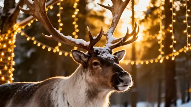  冬日圣诞驯鹿特写330#横屏 	 