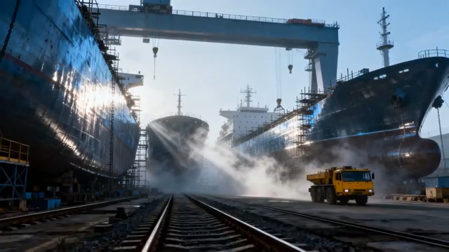  大型造船厂工业生产场景297#横屏 	 