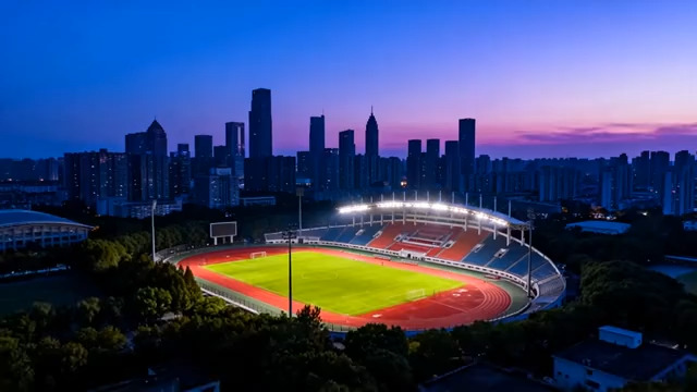 城市体育场夜景航拍210#横屏 	 