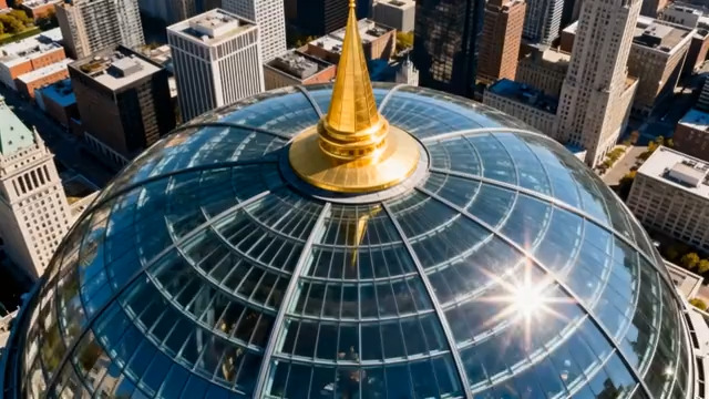  城市穹顶航拍视角200#横屏 	 