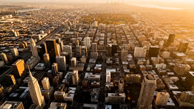  城市日出航拍全景201#横屏 	 