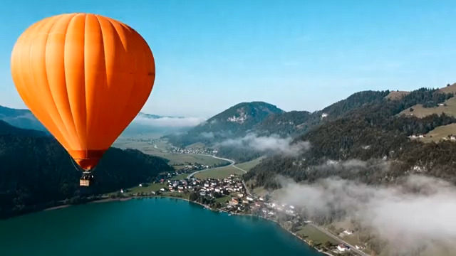  橙色热气球高空风景238#横屏 	 