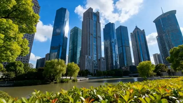  城市河畔高楼景观186#横屏 	 