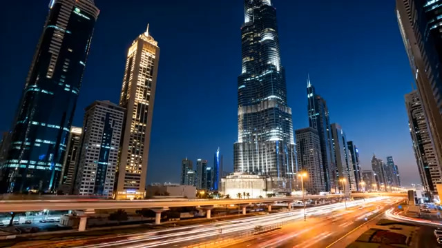  城市夜景车流延时217#横屏 	 