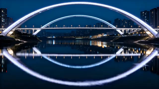  城市夜景 灯光桥梁延时213#横屏 	 