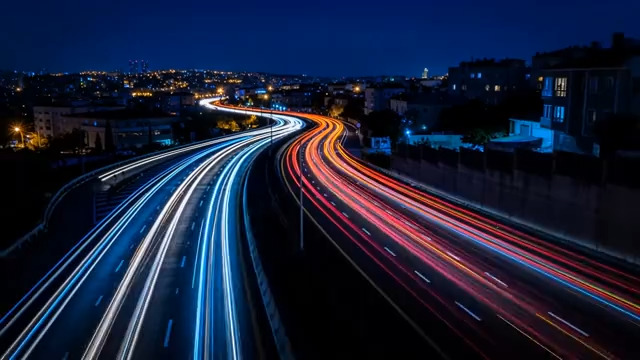  城市夜景车流灯光215#横屏 	 