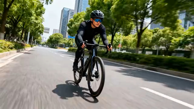  城市公路骑行的男子183#横屏 	 