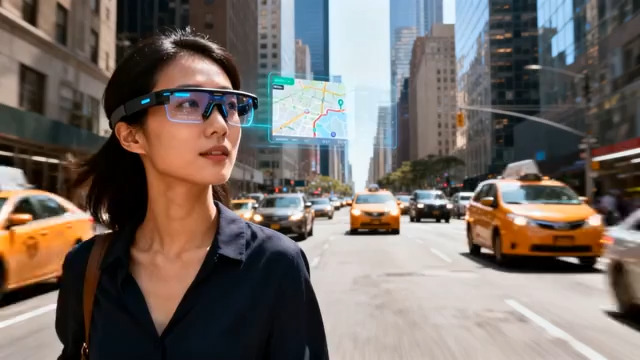  城市中的AR眼镜女性230#横屏 	 -