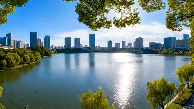  城市湖景风光188#横屏 	 