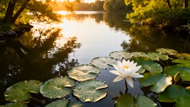  晨曦荷塘静美景色163#横屏 	 