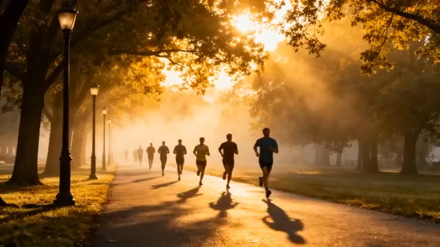  晨光中的奔跑团队149#横屏 	 