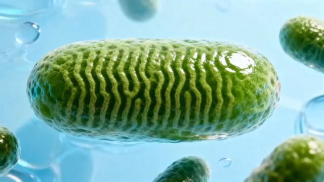  3D绿色细菌微观动画4#横屏 	 