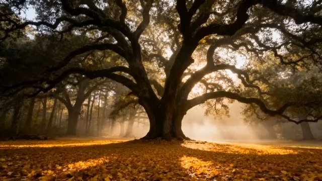  晨光森林落叶唯美场景147#横屏 	 