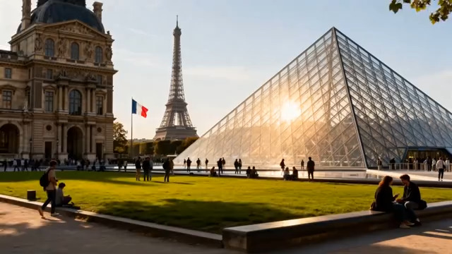  巴黎卢浮宫金字塔风光39#横屏 	 