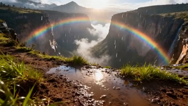  彩虹瀑布壮丽自然景观82#横屏 	 