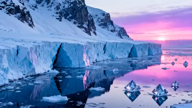  冰川极光湖面倒影74#横屏 	 