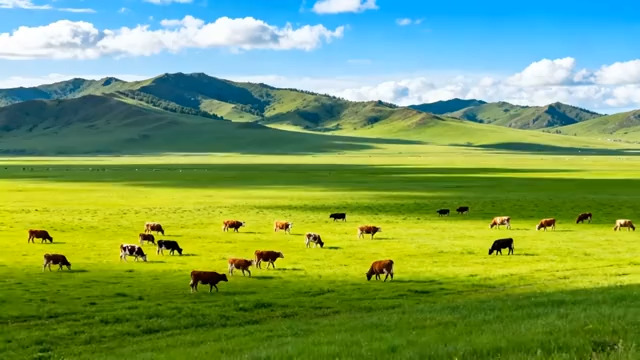  草原牧场牛羊成群117#横屏 	 