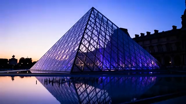  巴黎卢浮宫金字塔夜景41#横屏 	 