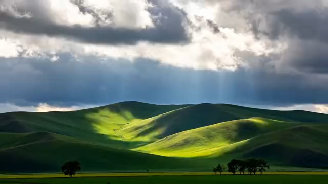  草原丘陵延时摄影119#横屏 	 