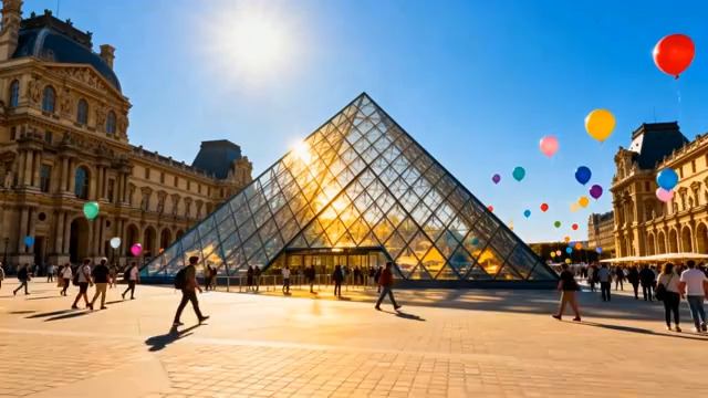  巴黎卢浮宫金字塔广场40#横屏 	 