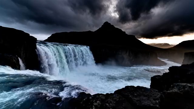  壮观瀑布水流景观3254#横屏 	 