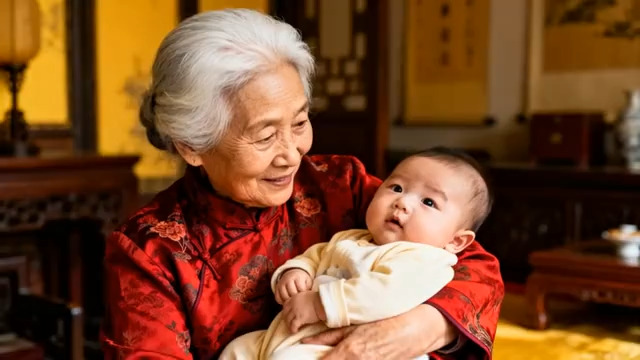  祖孙温情瞬间3284#横屏 	 