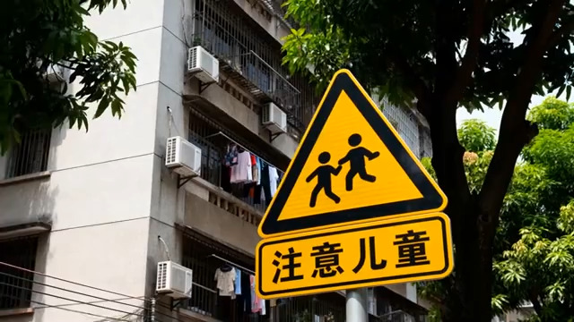  注意儿童交通警示牌3235#横屏 	 