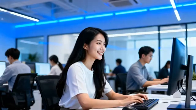  职场女性办公场景3163#横屏 	 