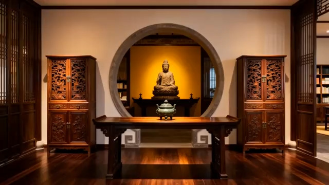  中式禅意佛堂内景3206#横屏 	 - 