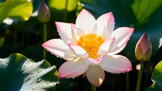  雨后荷花特写镜头3008#横屏 	 