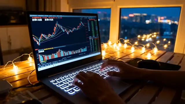  夜晚操盘金融K线图2912#横屏 	 -